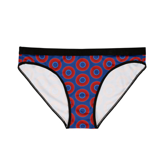 Lumpy Donut Underwear - vivid red donut print w/dark blue background
