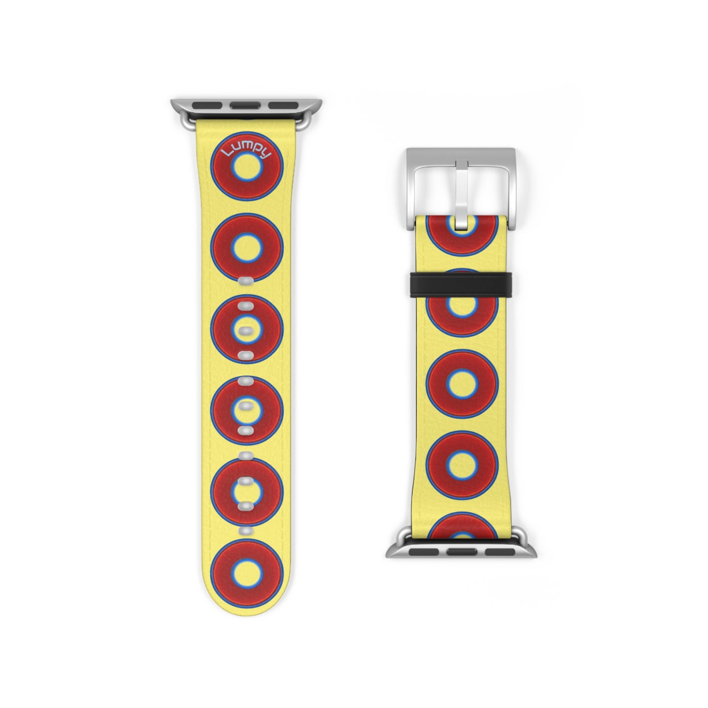 Lumpy Donut Wristband - compatible w/apple watch - red vivid donuts w/yellow background