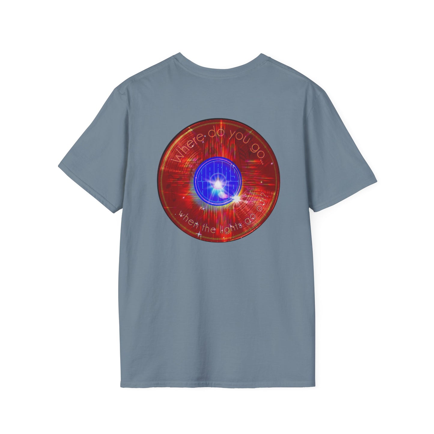 Classic Donut Tee - Unisex Soft-Style - "Harry's Hoodlum Donut" - series 1.0  - variant 1 - red donut/lights on