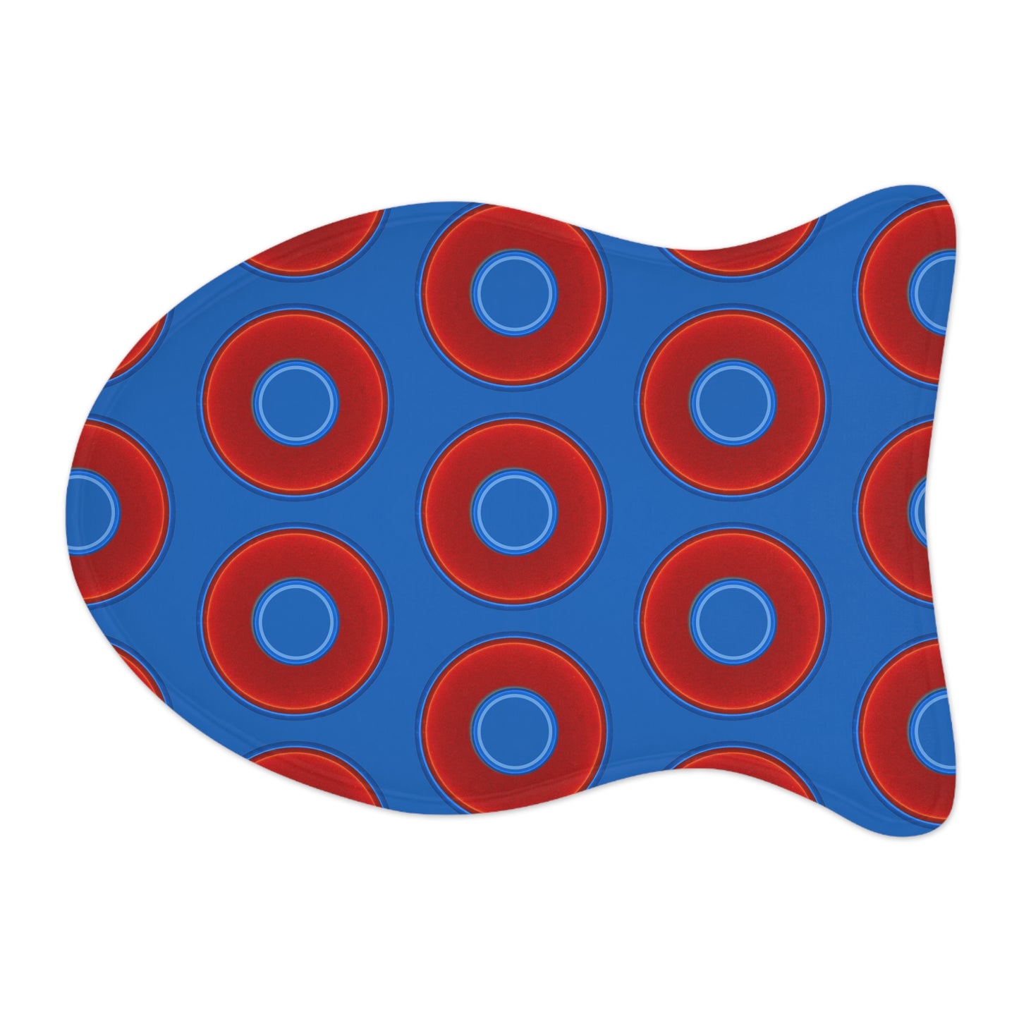 Wendy's Lumpy Pet Feed Mat - vivid red donuts w/dark royal blue background