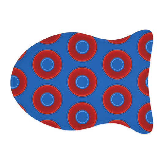 Wendy's Lumpy Pet Feed Mat - vivid red donuts w/dark royal blue background