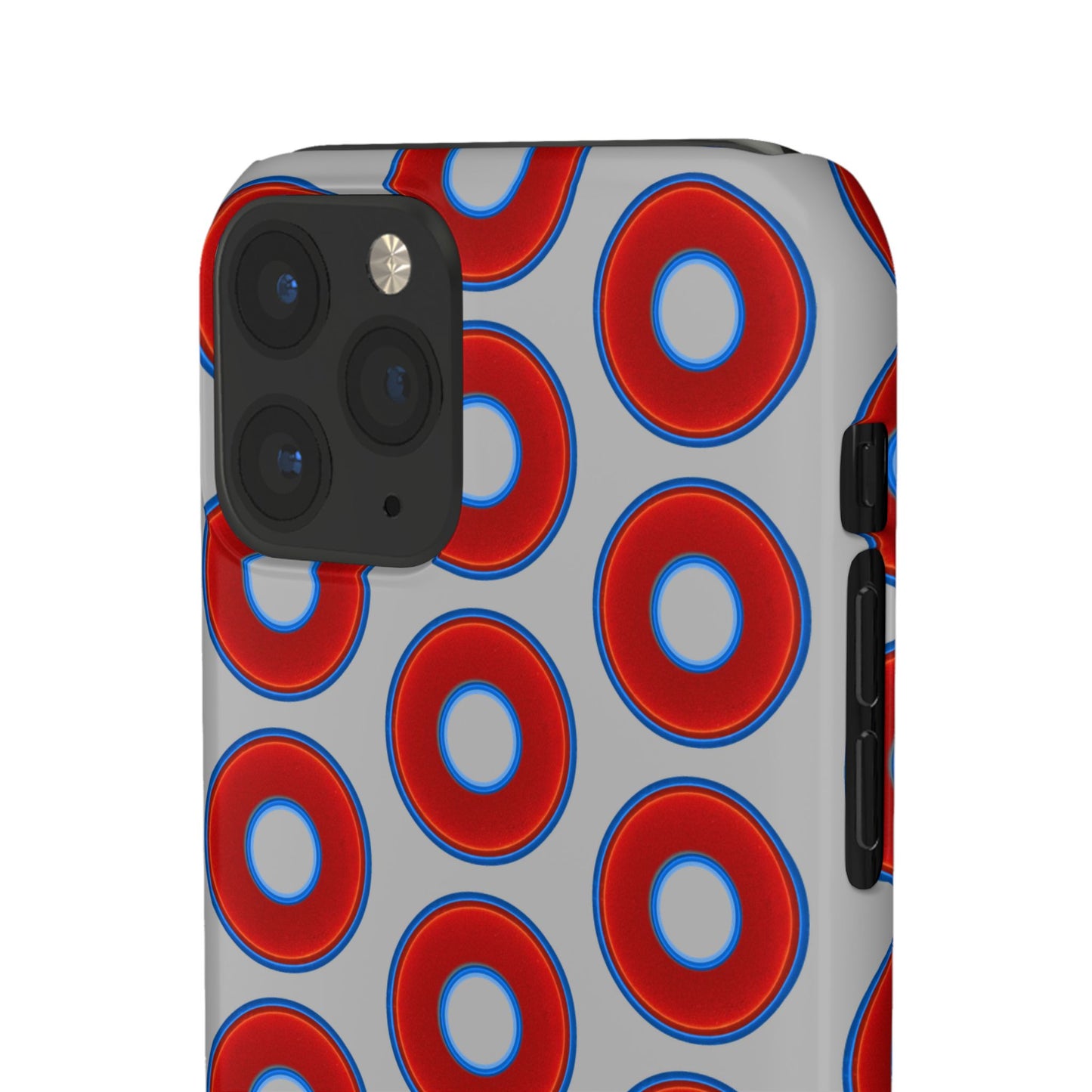 Lumpy Donut Snap Case - red vivid donut print w/light gray background