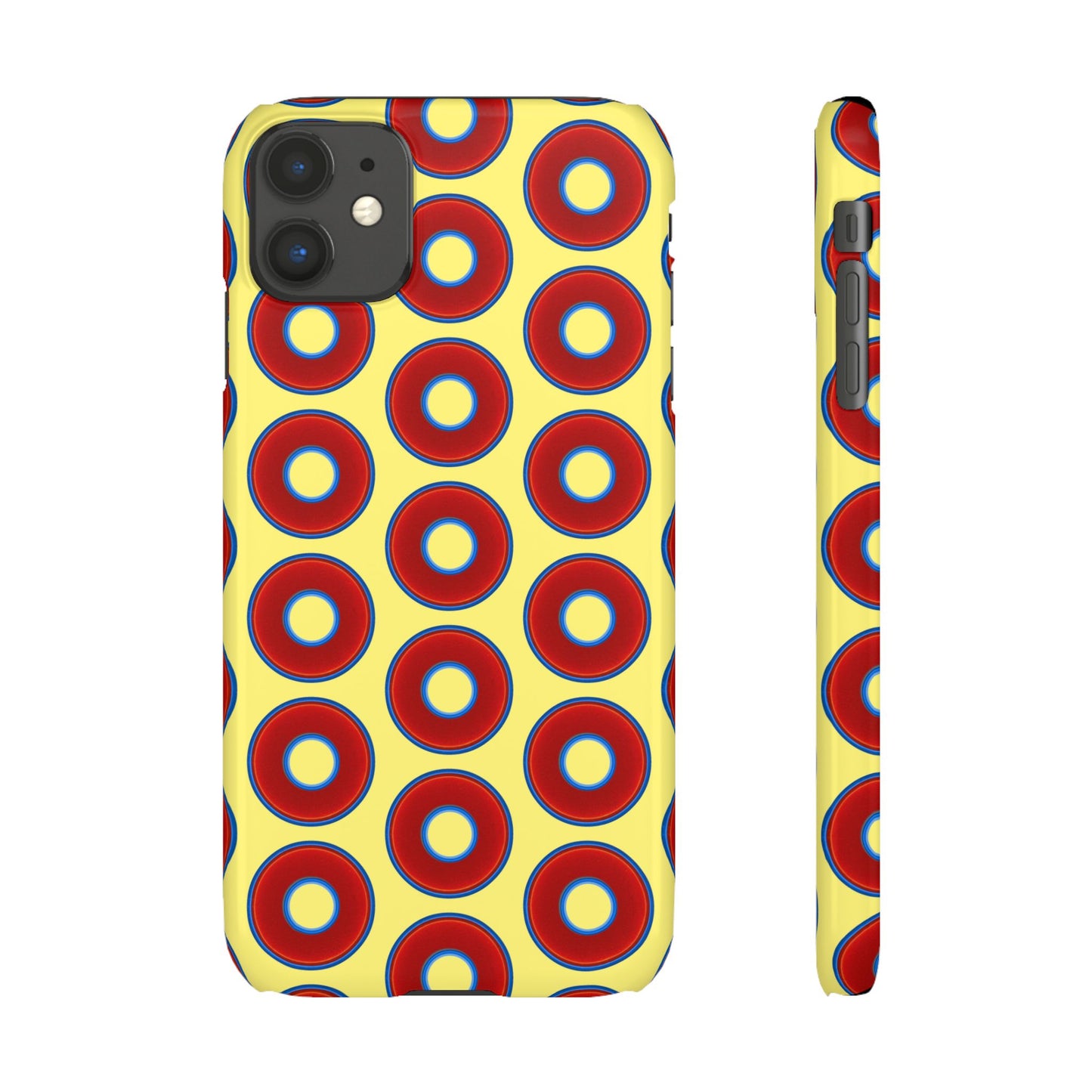 Lumpy Donut Snap Case - red vivid donut print w/yellow background