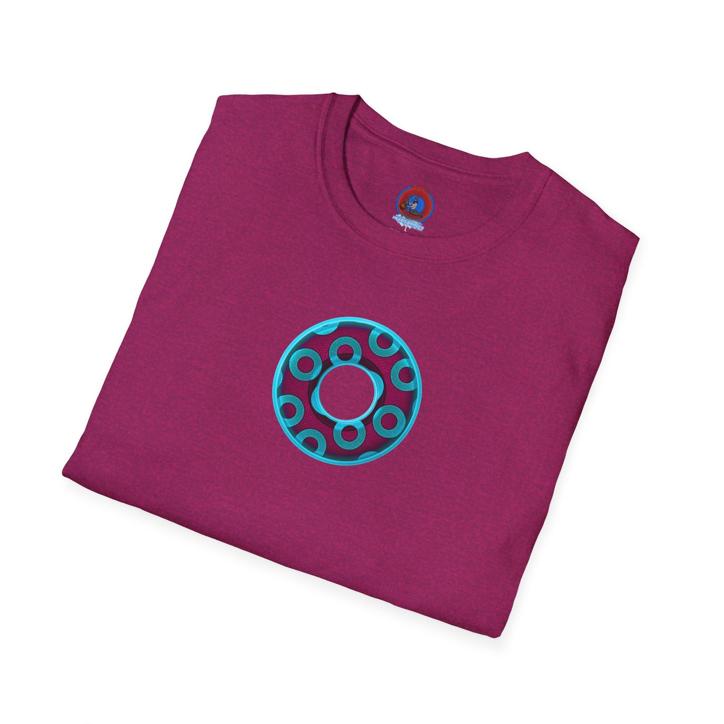 Plain Donuts/Unisex Soft-Style - "Plain Rustic Paradoxical Donuts" - aquamarine/burgundy donuts