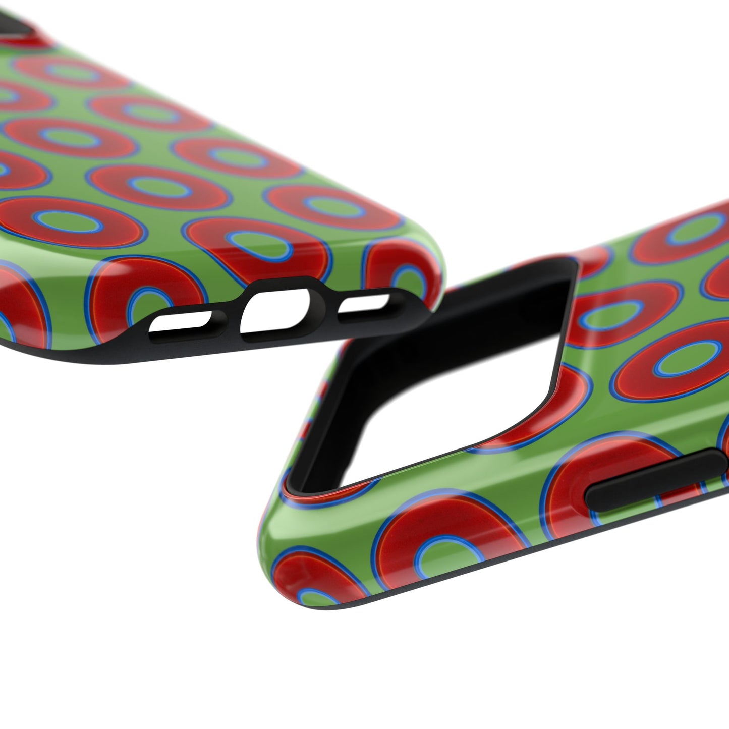 Impact-Resistant Lumpy Donut Case - red vivid donut print w/light green background