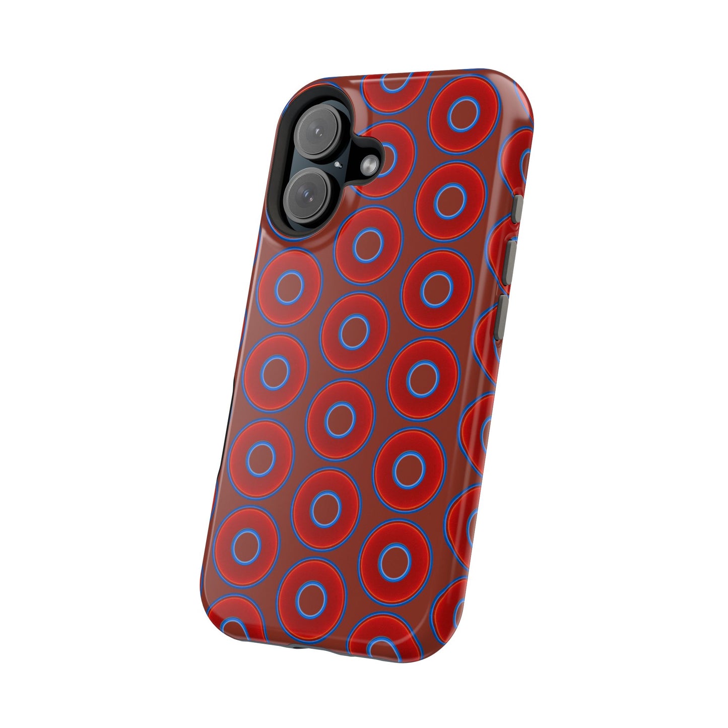 Magnetic Tough Donut Case - red vivid donut print w/burnt umber background