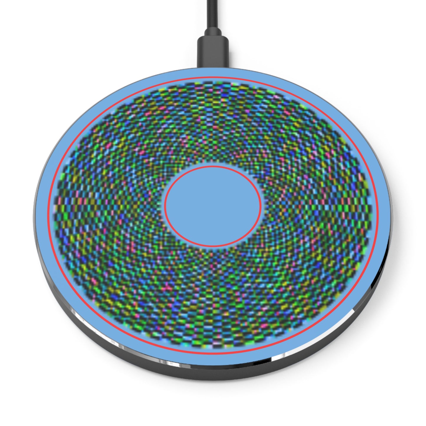 The Flow - Wireless Lumpy Donut Chargers - pixilated donut - variant 2 - w/light blue background