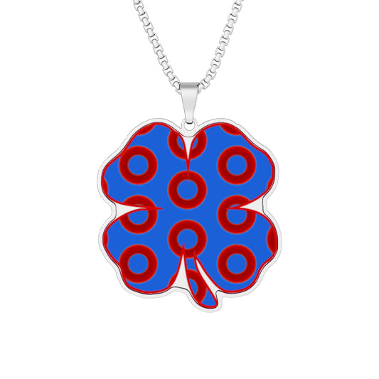 Lump's Heady Donut Necklace - 1" x 1" Stainless Steel Pendant - "Patron Saint of Donuts" - St. Patrick's Day/holiday edition - vivid red donut pattern - variant 4