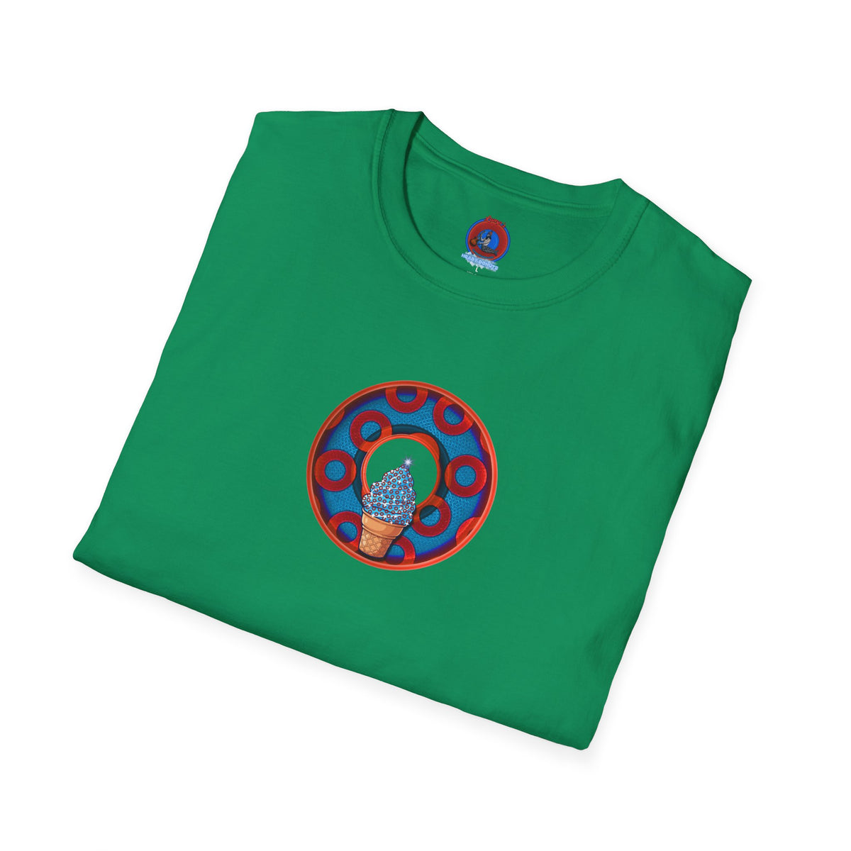 Classic Donut Tee - Unisex Soft-Style - "We All Scream It's ICE Cream" - blue/red rustic paradox donut