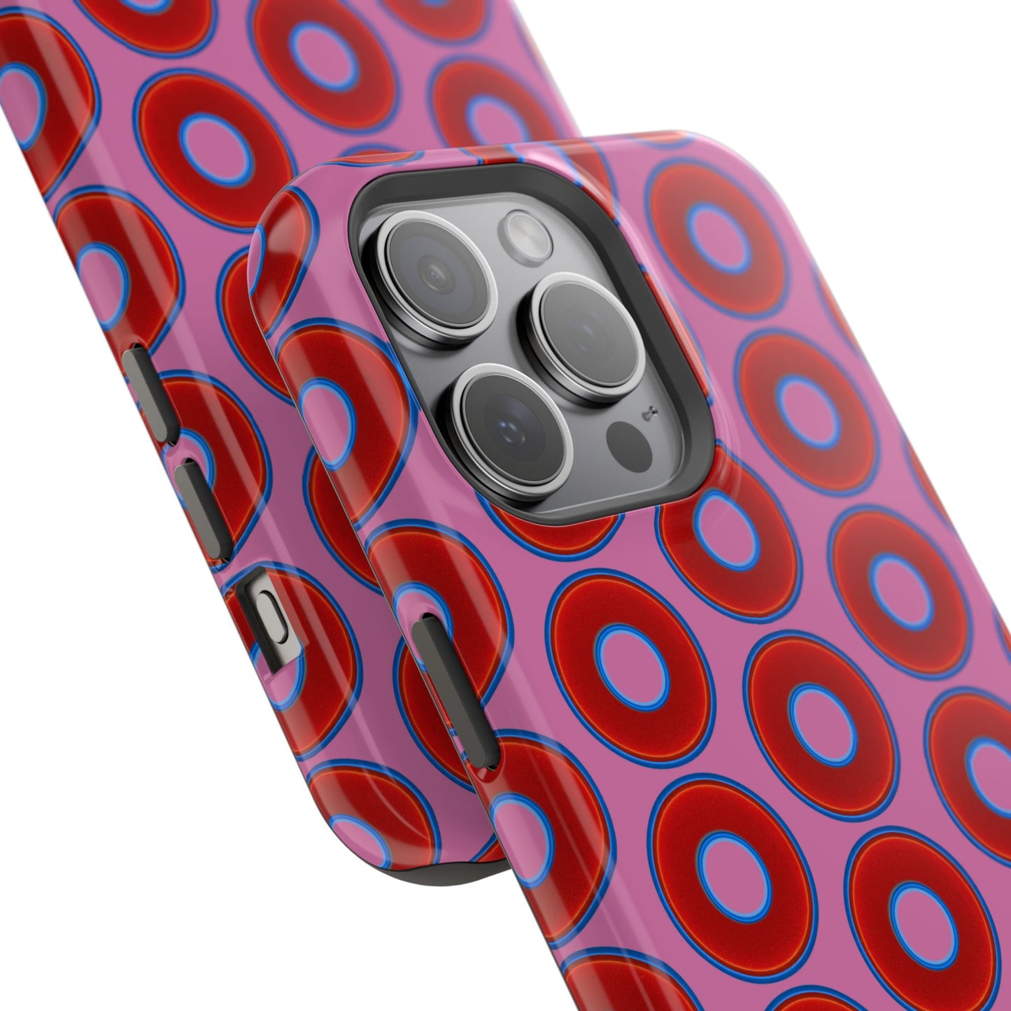 Magnetic Tough Donut Case - red vivid donut print w/pink background