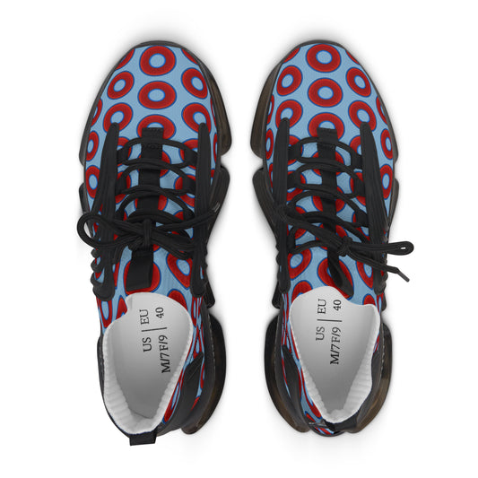 Women's Donut Kicks - red vivid donut print w/sky blue background