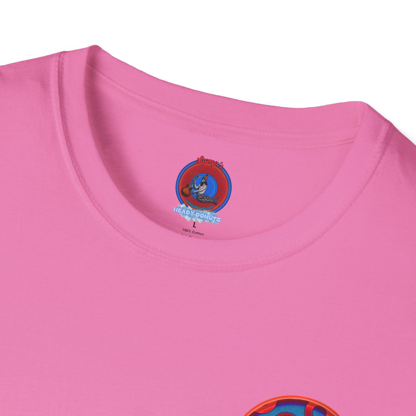 Classic Donut Tee - Unisex Soft-Style - "Wooked Cream - YEMSG Donut " - blue/red rustic paradox donut - variant 1
