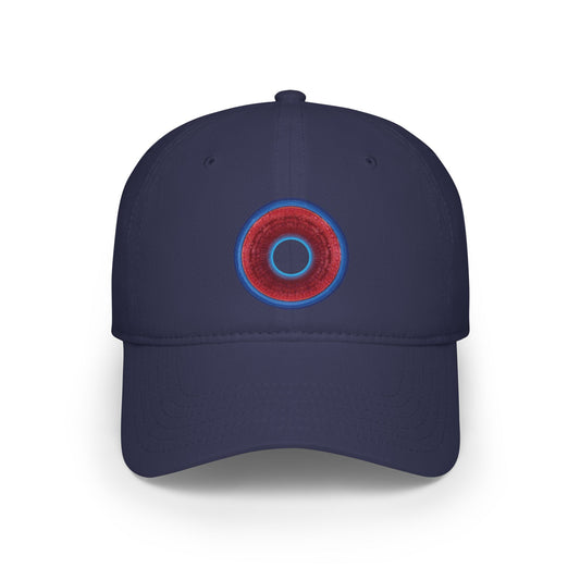Lumpy Donut Baseball Cap - "Homer's Perfect Donut" - variant 3 - vivid red tube donut w/