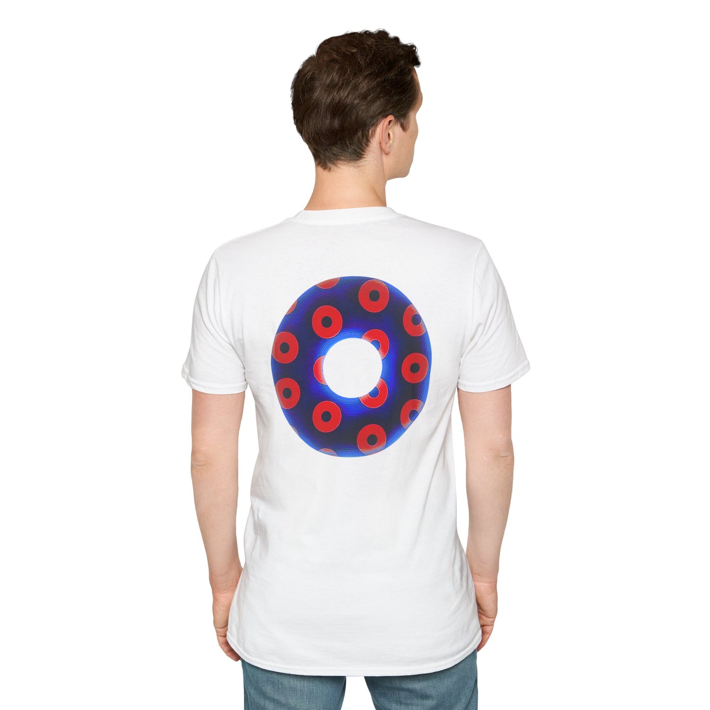 Plain Donuts/Unisex Soft-Style - "Plain Blimpy Paradoxical Donuts" - vivid royal blue/red donuts