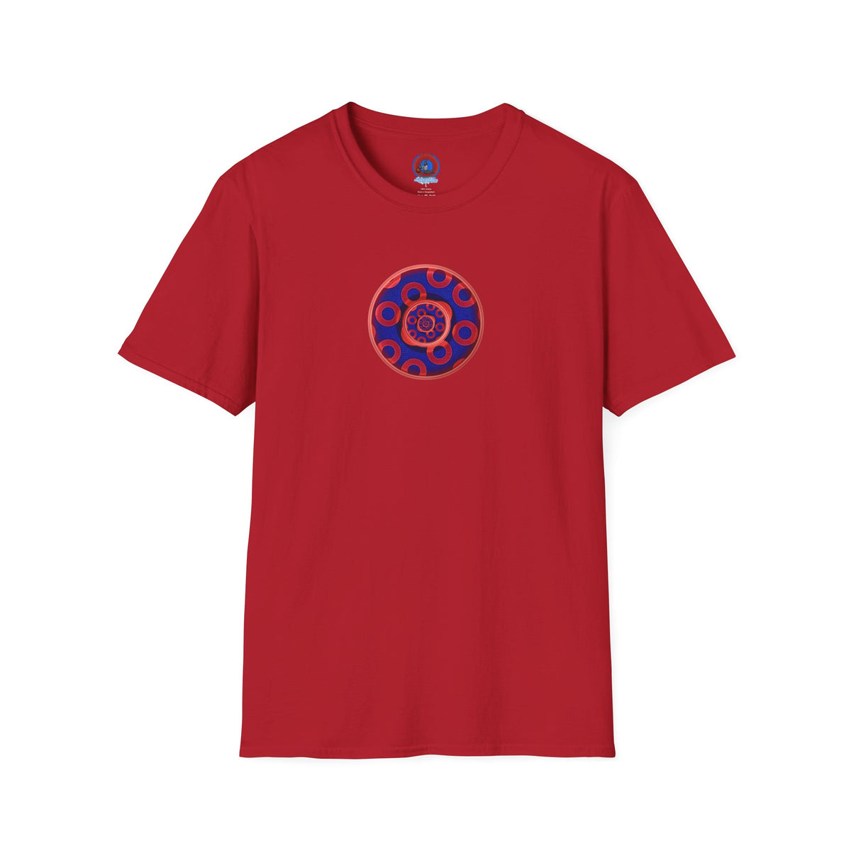 Classic Donut Tee - Unisex Soft-Style - "Kaleidoscope Abyss of Donut" - paradoxical print - variant 2 - series 1.0 - donut vortex - red/blue