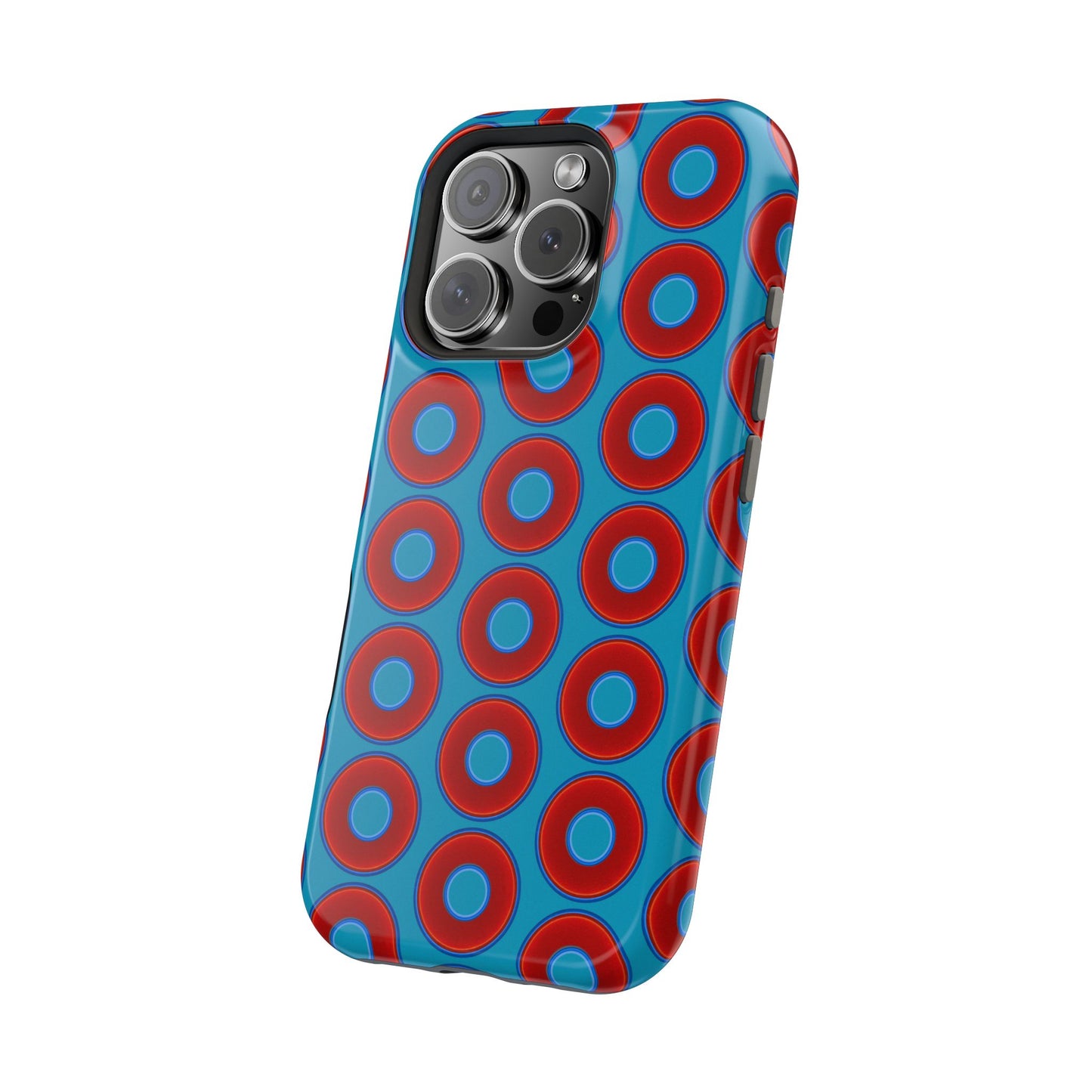 Magnetic Tough Donut Case - red vivid donut print w/aquamarine blue background