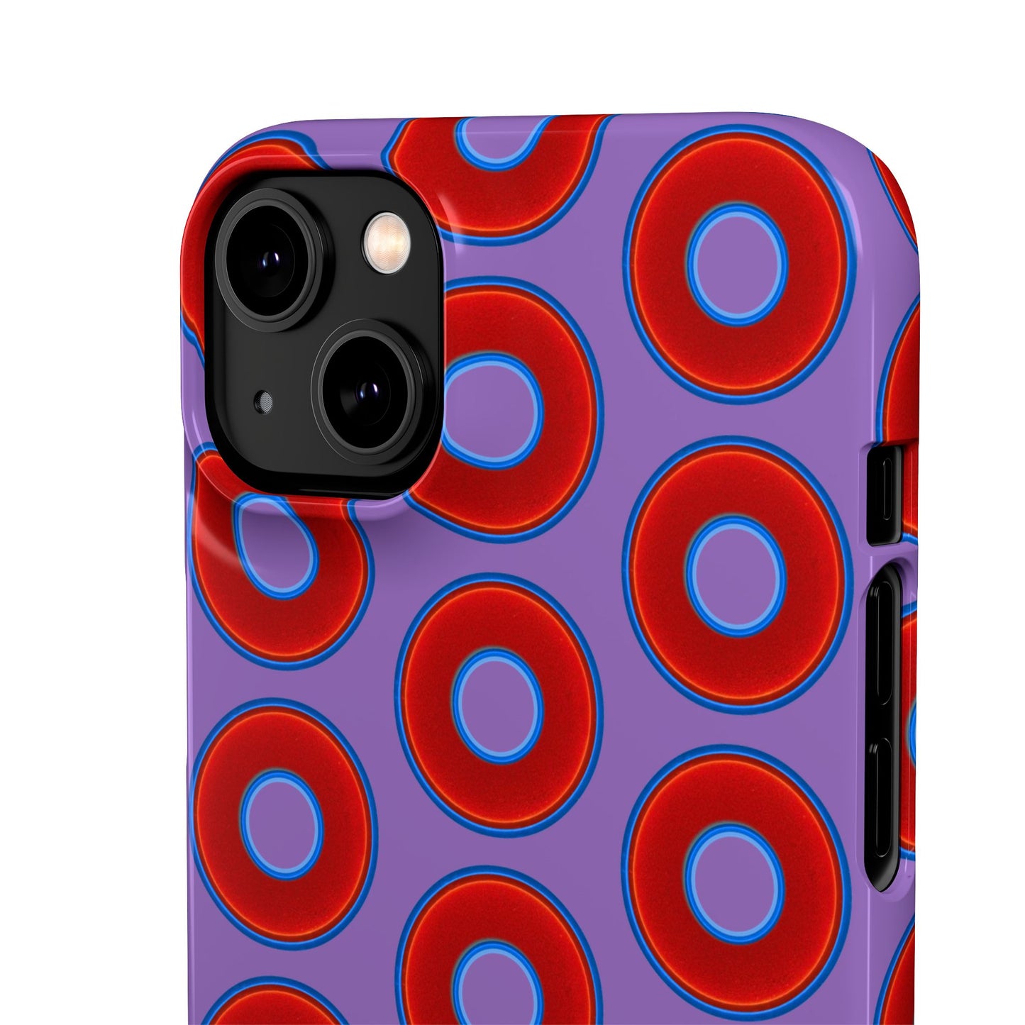 Lumpy Donut Snap Case - red vivid donut print w/light purple background