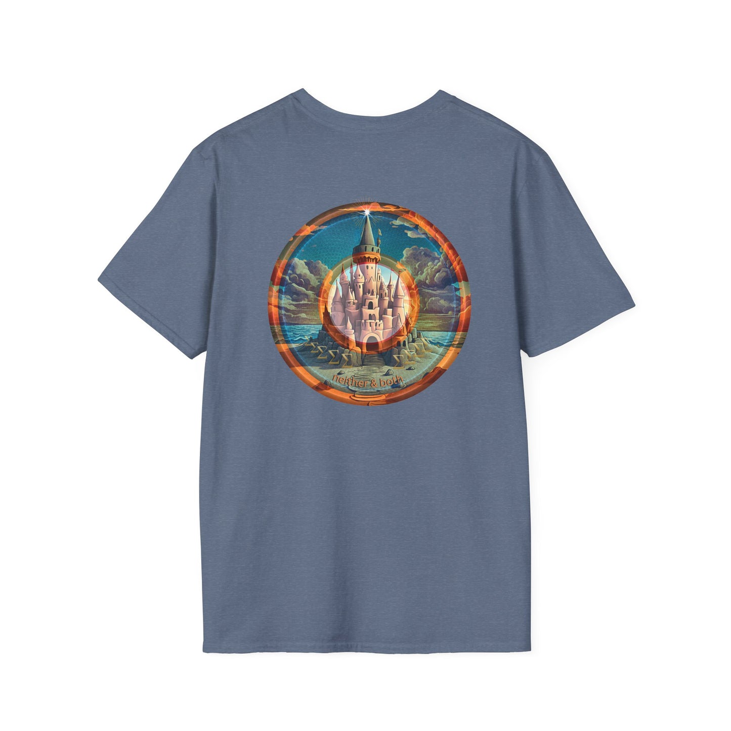 Classic Donut Tee - Unisex Soft-Style - "The Donut that Tides Never Reached" - series 1.0  - variant 2 - neither/both - blue/orange donut