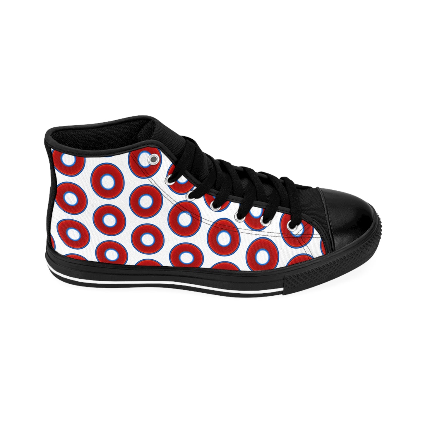 Men's Cushiony Convectors - High Tops - red vivid donuts w/white background