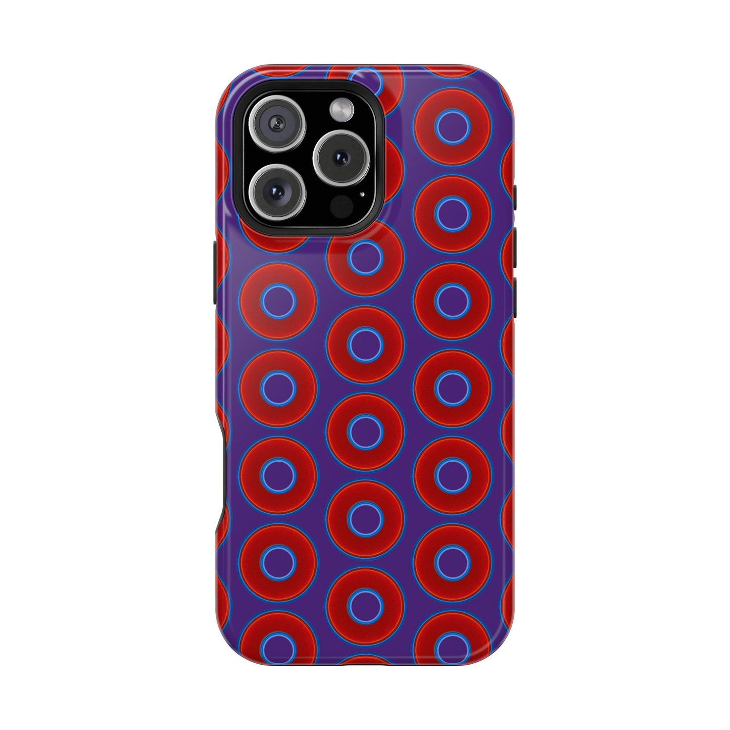 Magnetic Tough Donut Case - red vivid donut print w/purple background