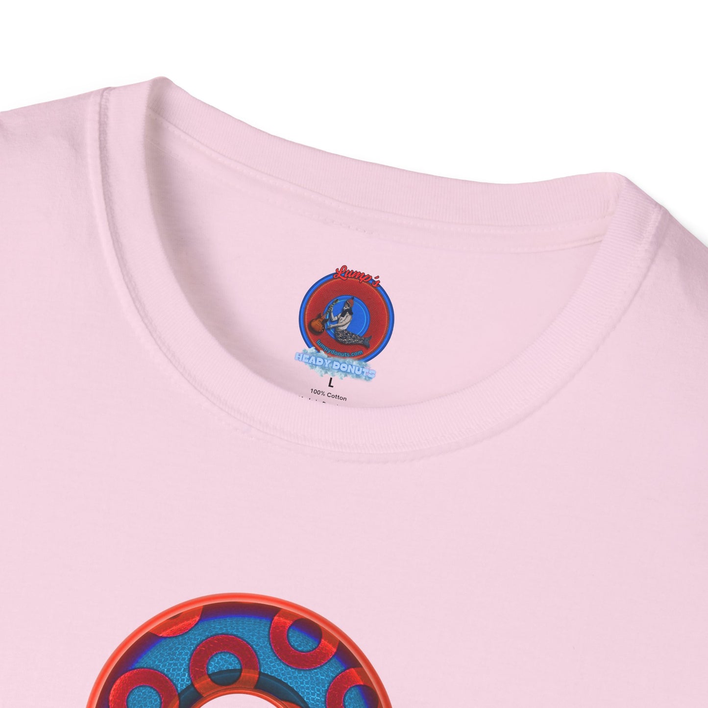 Plain Donuts/Unisex Soft-Style - "Plain Rustic Paradoxical Donuts" - red/light royal blue donuts