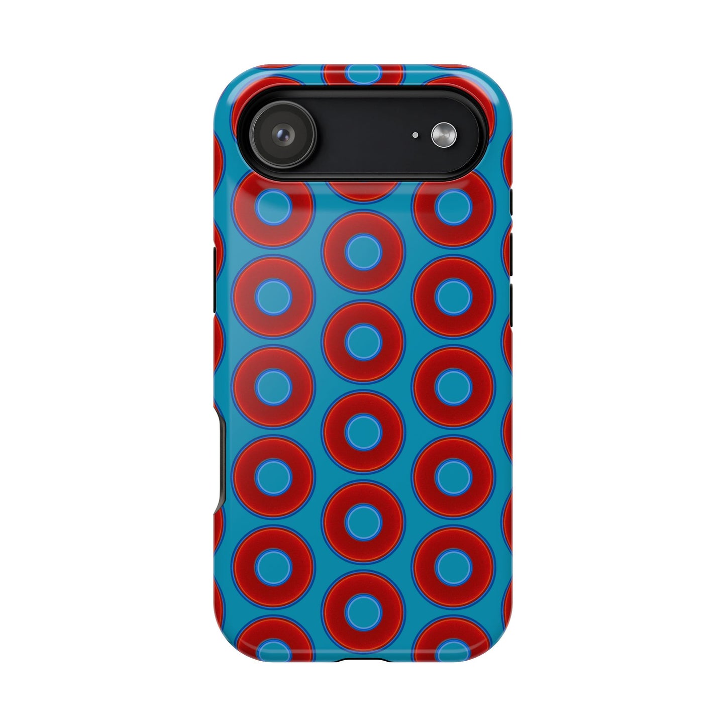 Magnetic Tough Donut Case - red vivid donut print w/aquamarine blue background