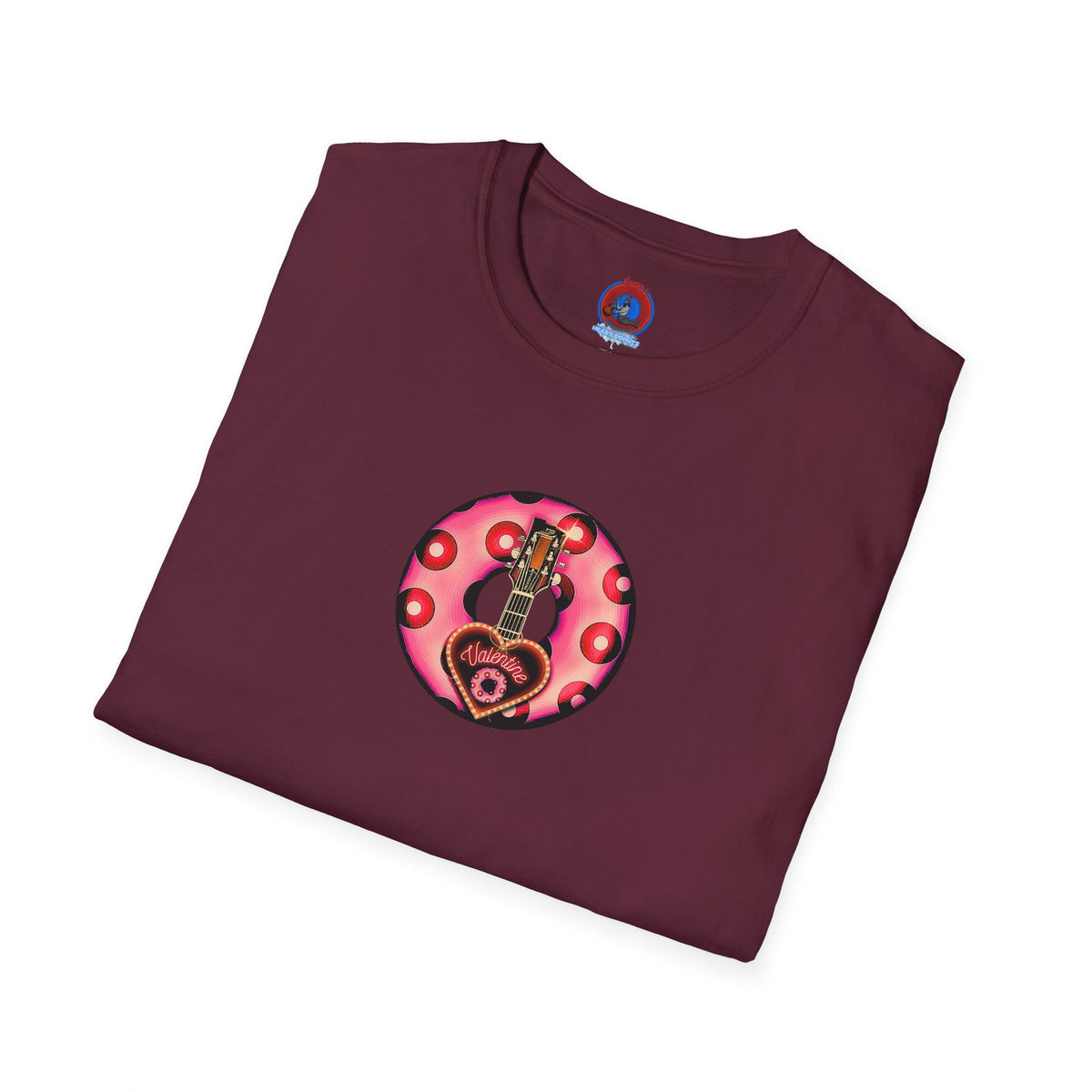 Classic Donut Tee - Unisex Soft-Style - "Would You Be My Donut?" - paradoxical faded magenta/red donut - variant 1