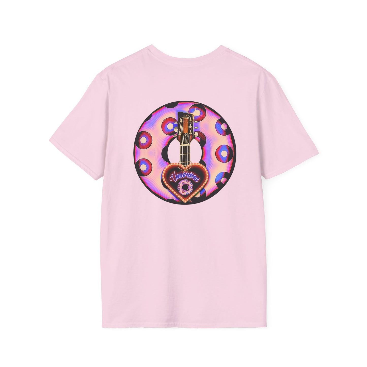 Classic Donut Tee - Unisex Soft-Style - "Would You Be My Donut?" - paradoxical faded purple/red donut - variant 3
