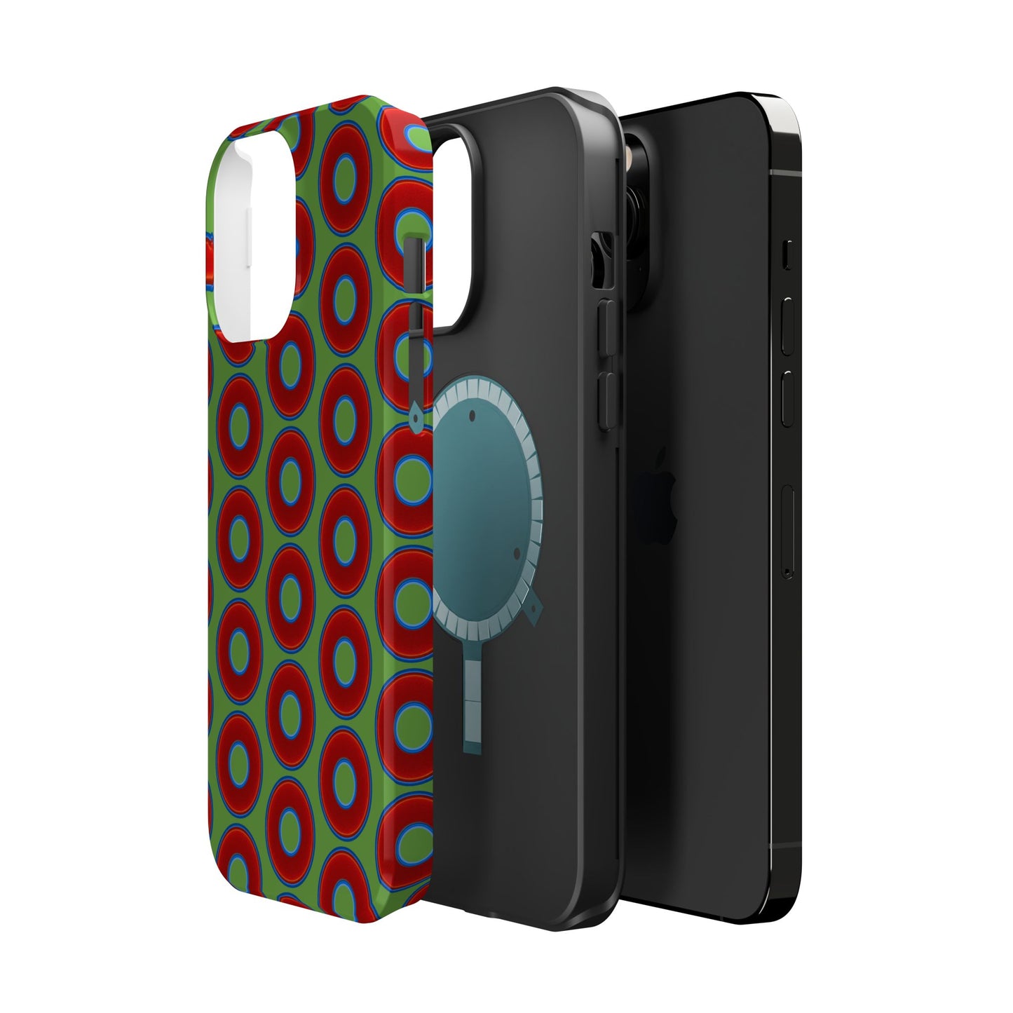 Magnetic Tough Donut Case - red vivid donut print w/light green background