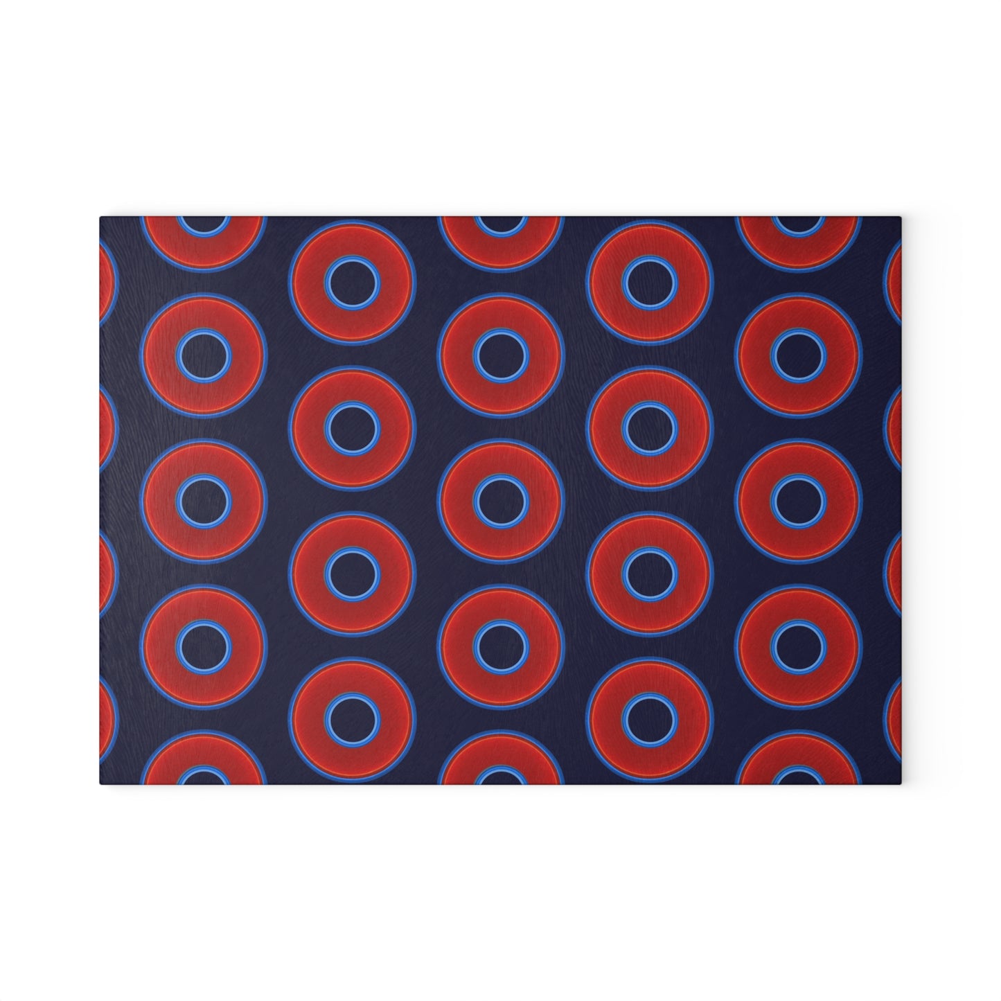 My Friend's Cutting Board - vivid red donuts w/midnight blue background