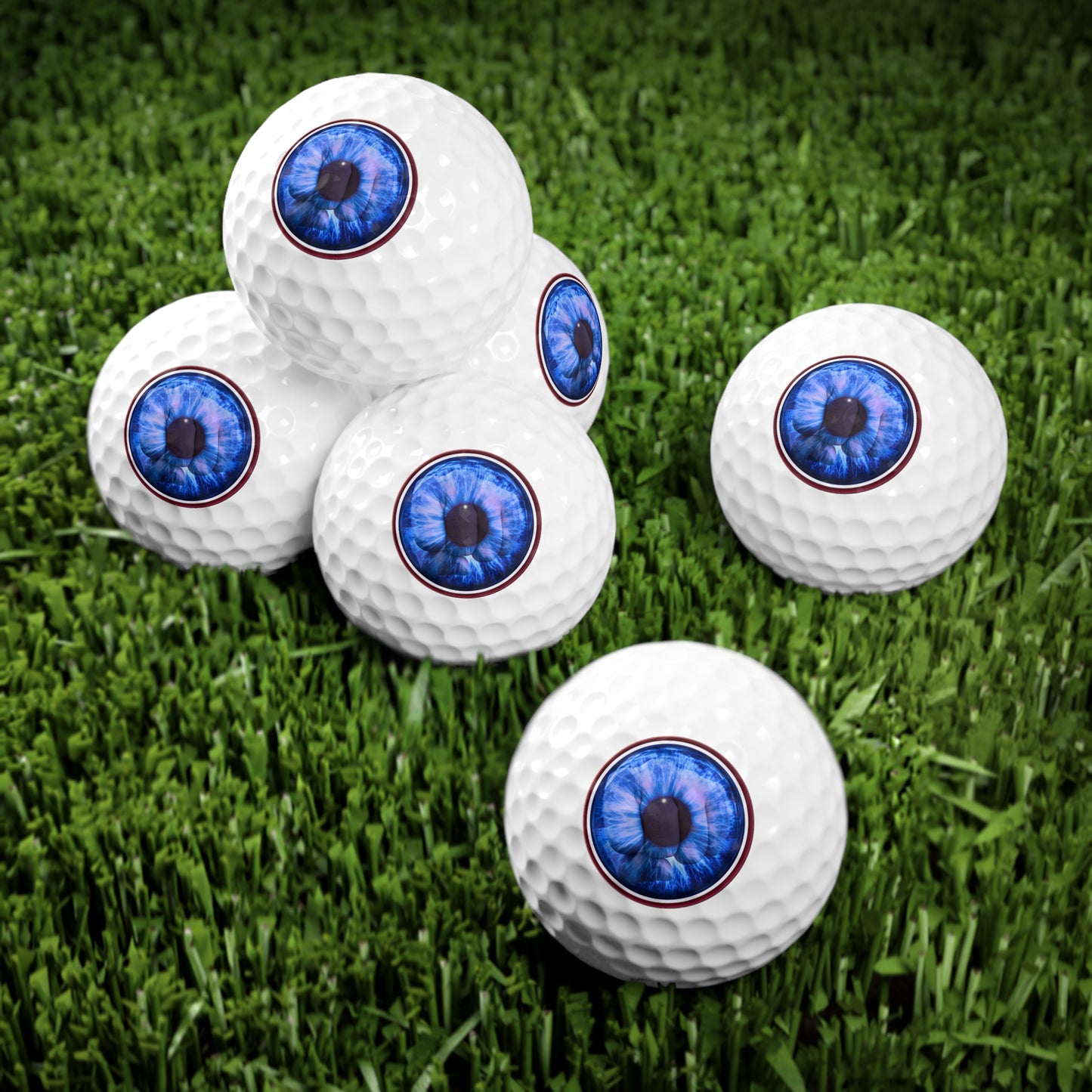 Lumpy Donut Golf Balls - 6-pack - "Drive Wilson in the Eye" - blue/red idonut