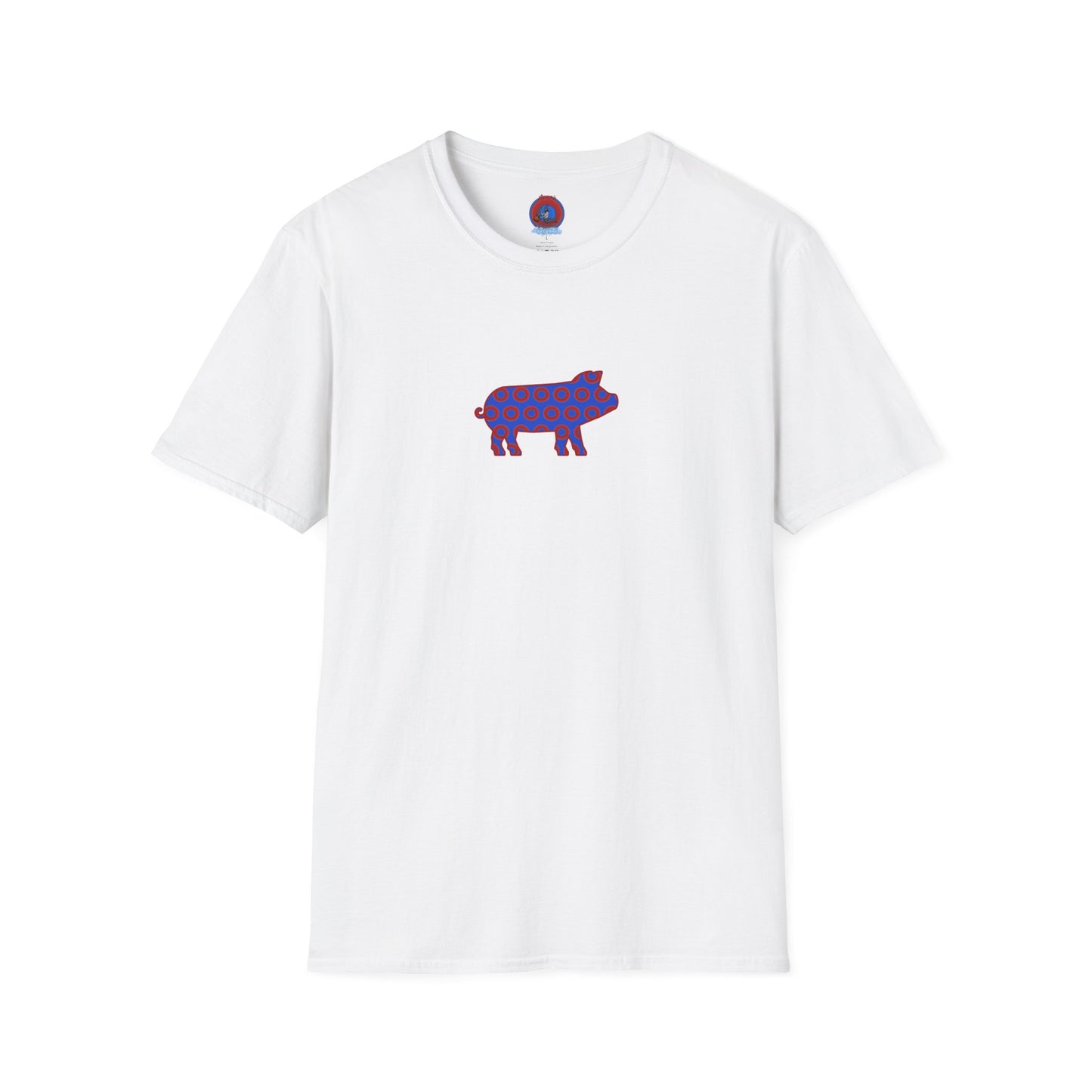Classic Donut Tee - Unisex Soft-Style - "Guyute's Ugly Donut" - vivid red/blue donut pattern - variant 3
