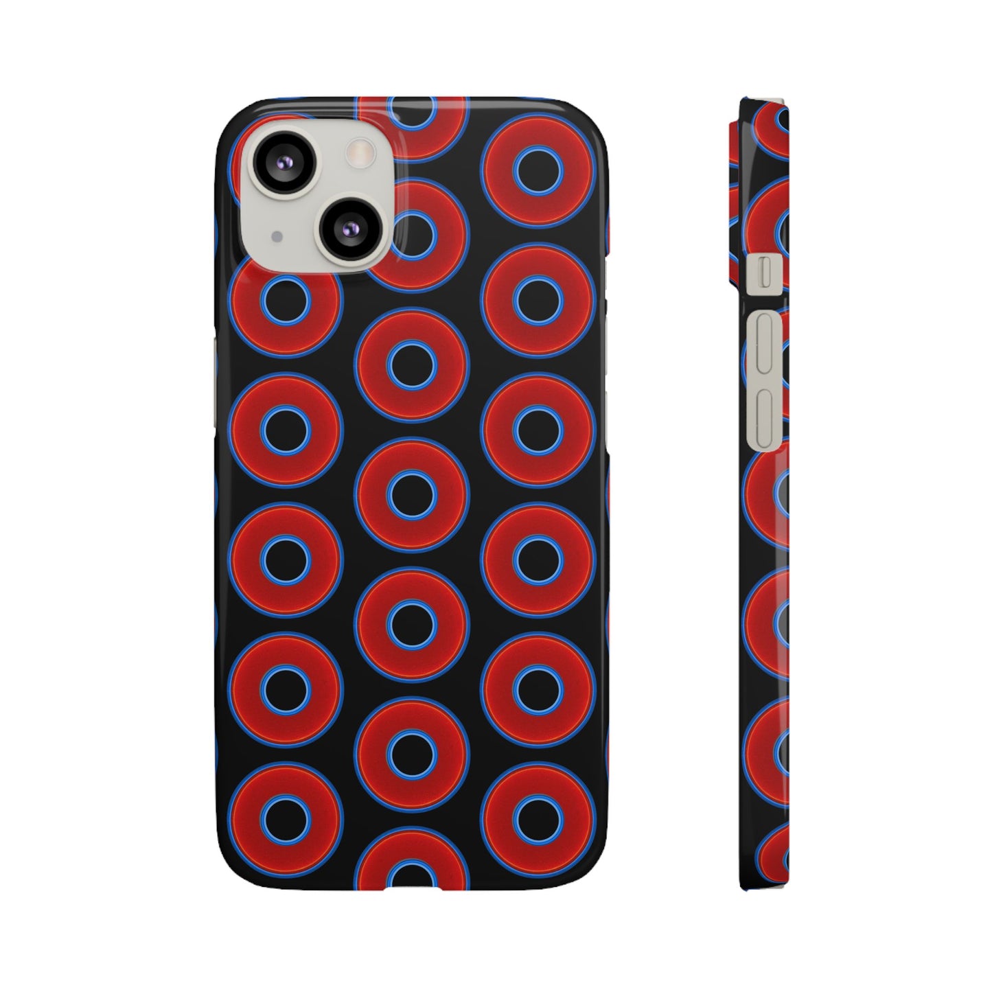 Lumpy Donut Snap Case - red vivid donut print w/black background