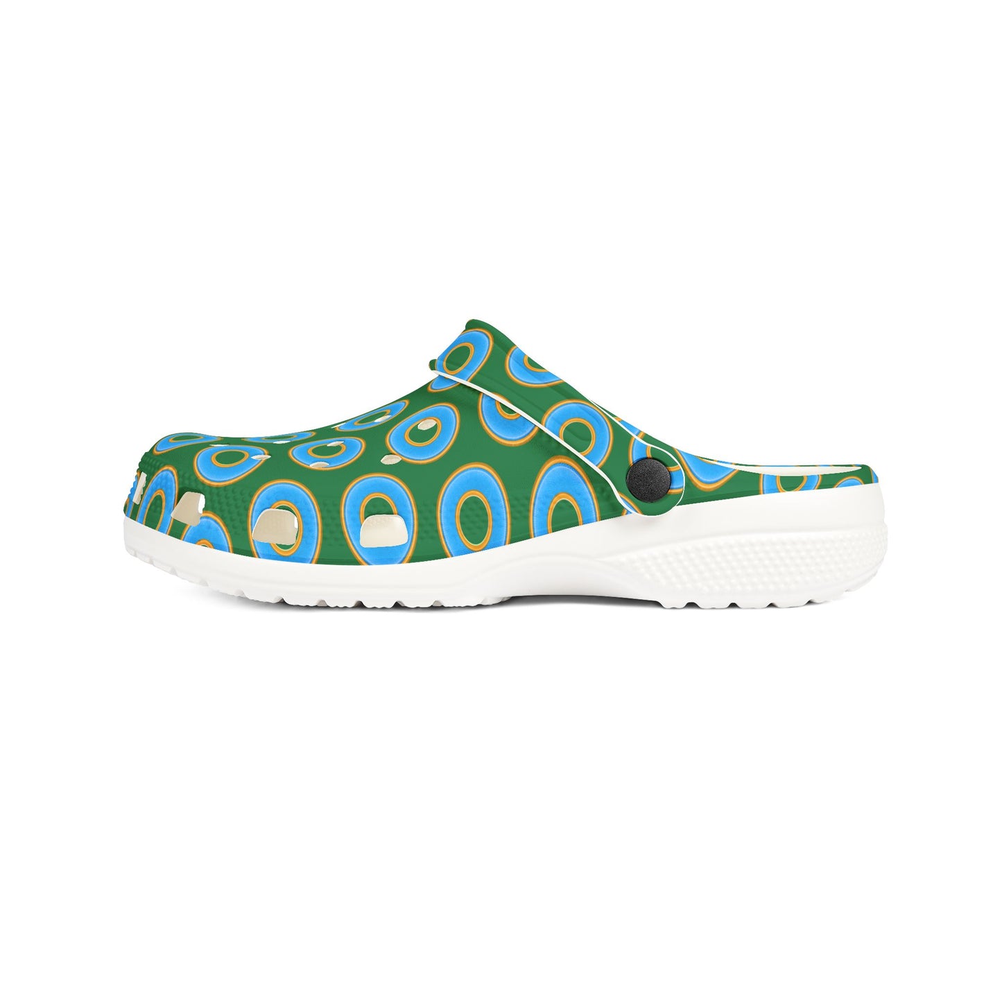 Spatchcocks - donut slip-on shoes - light blue rustic donuts w/green background [unisex]