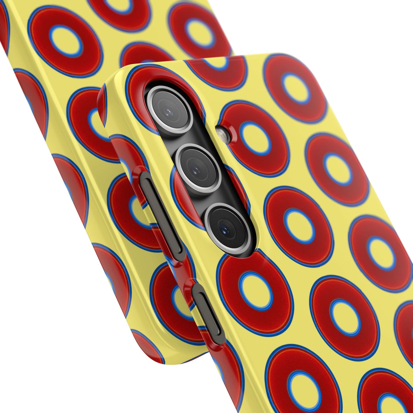 Lumpy Donut Snap Case - red vivid donut print w/yellow background