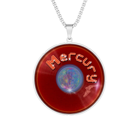 Lump's Heady Donut Necklace - 1" x 1" Stainless Steel Pendant - "Donut Pendant of the Gods" - vivid red record donut - variant 2