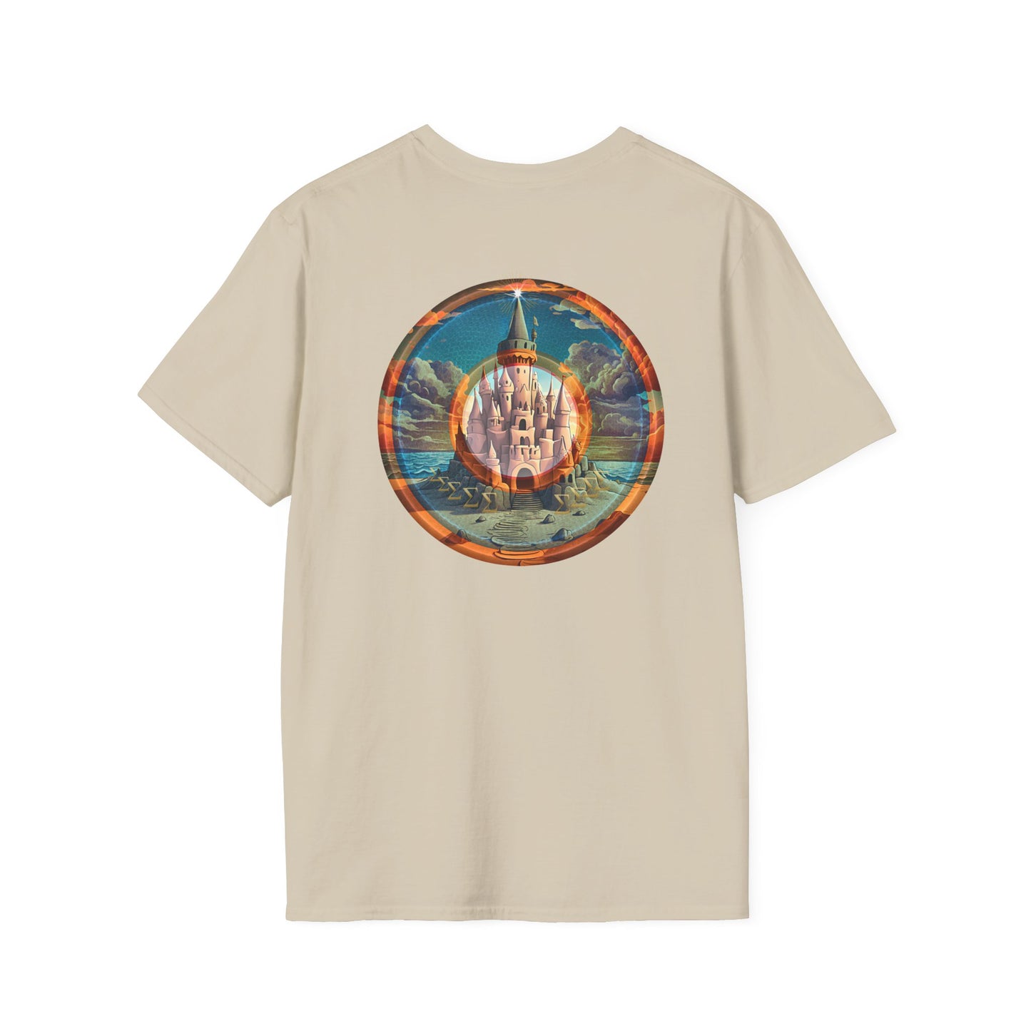 Classic Donut Tee - Unisex Soft-Style - "The Donut that Tides Never Reached" - series 1.0  - variant 1 - plain - blue/orange donut