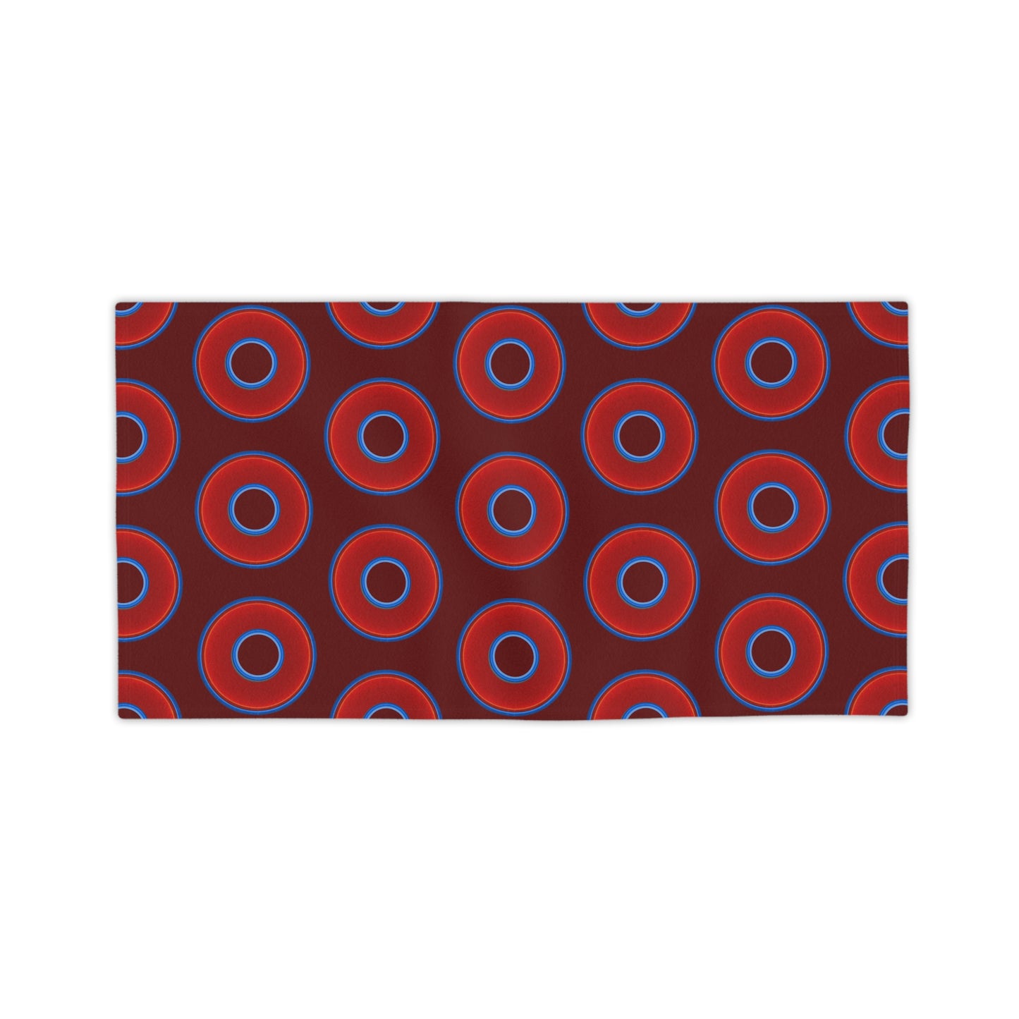 Lumpy Donut Towels - vivid red donuts w/dark red background
