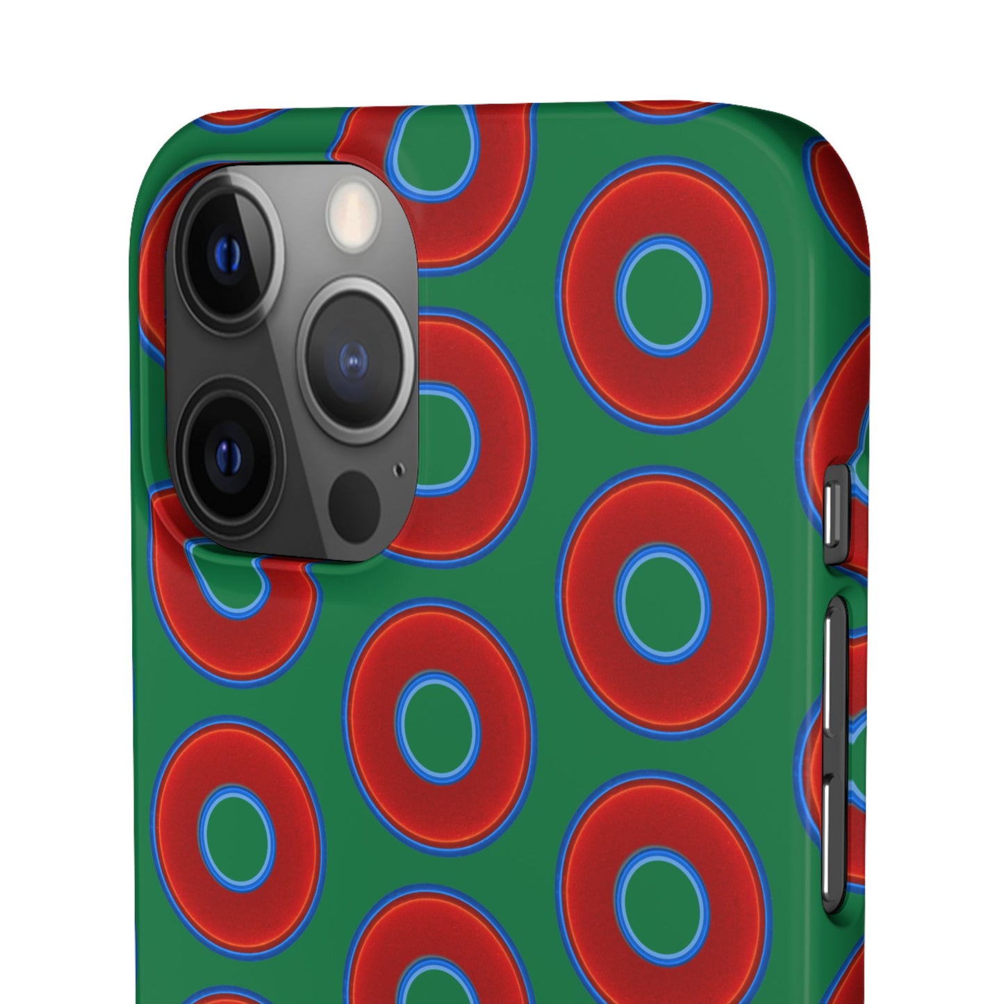 Lumpy Donut Snap Case - red vivid donut print w/green background