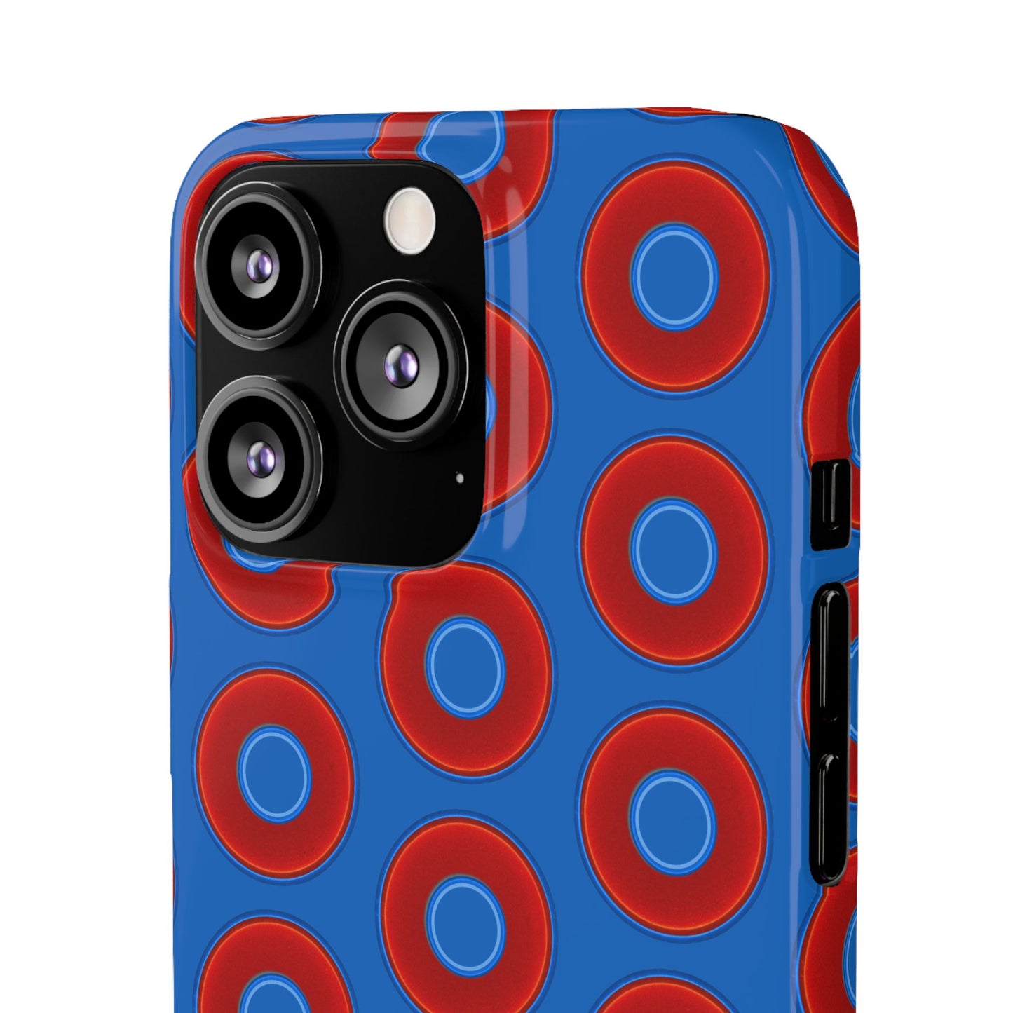 Lumpy Donut Snap Case - red vivid donut print w/dark royal background