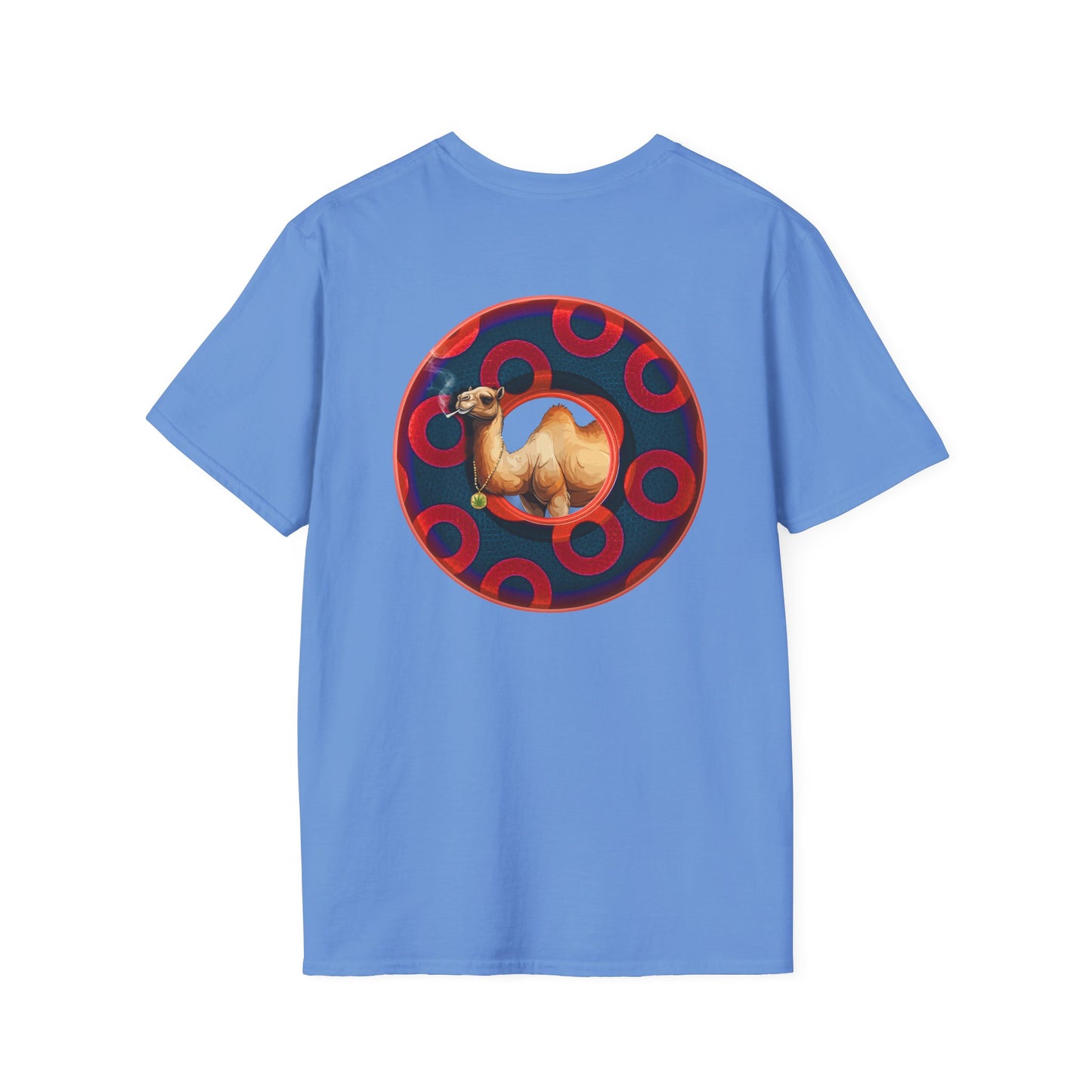 Classic Donut Tee - Unisex Soft-Style - "Joe Camel's Super Cool Donut" - rustic paradox donut - dark navy/red donuts