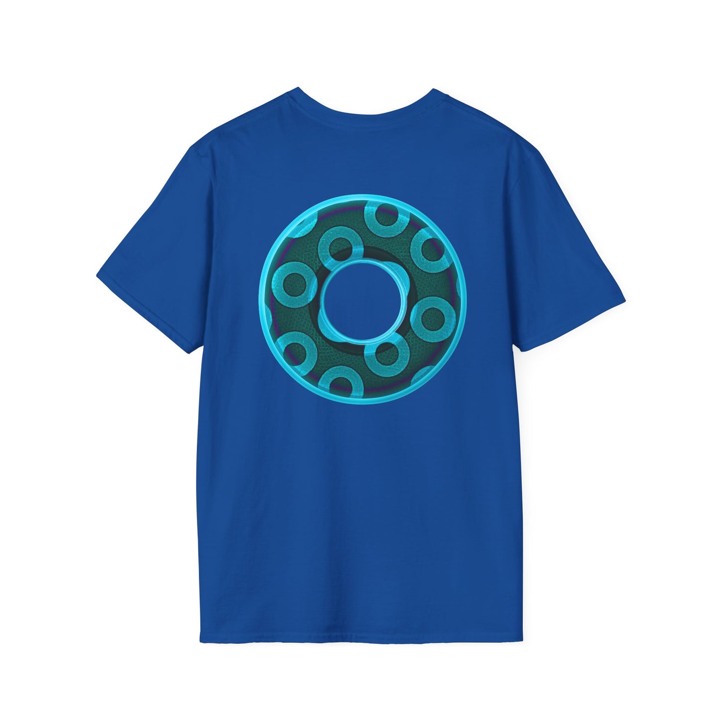 Plain Donuts/Unisex Soft-Style - "Plain Rustic Paradoxical Donuts" - light aquamarine/dark teal donuts