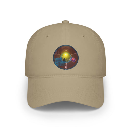 Lumpy Donut Baseball Cap - "Donuts Going Through My Mind Mind Mind Cap" - vivid red/blue pic donut w/
