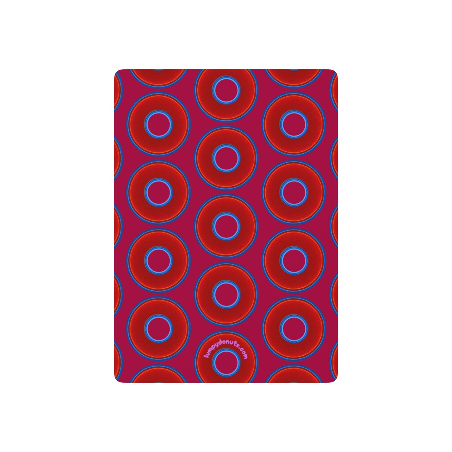 Lumpy Donut Playing Decks - 52-cards - red vivid donuts w/dark magenta background
