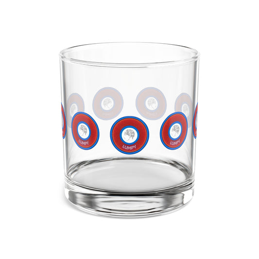 10oz Lumpy Rock Glass - "Our Lumpiest Rock Glass" - rustic red/blue donuts