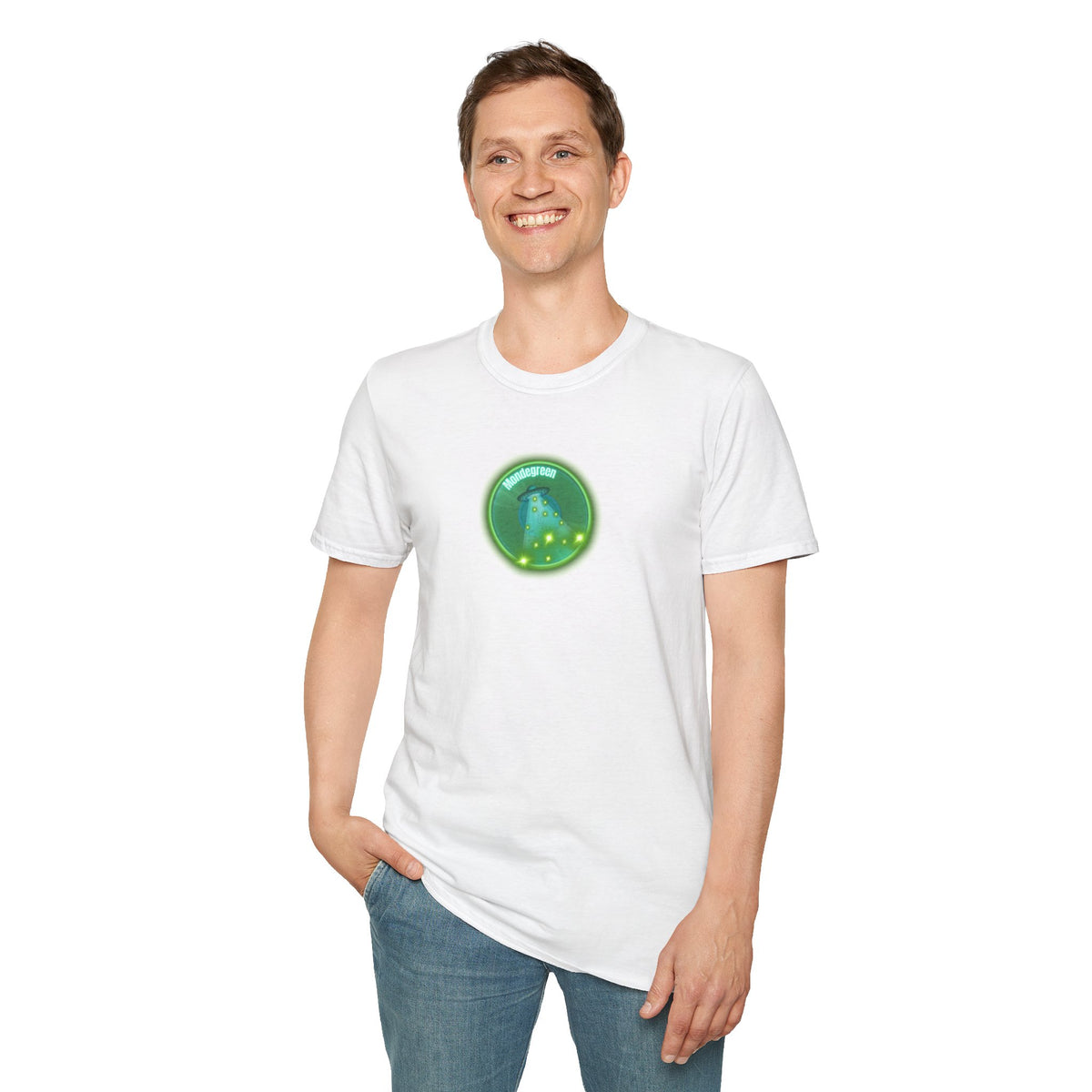 Classic Donut Tee - Unisex Soft-Style - "Close Encounters of the Delaware kind - Mondegreen Donut"  " variant 1 - green donut