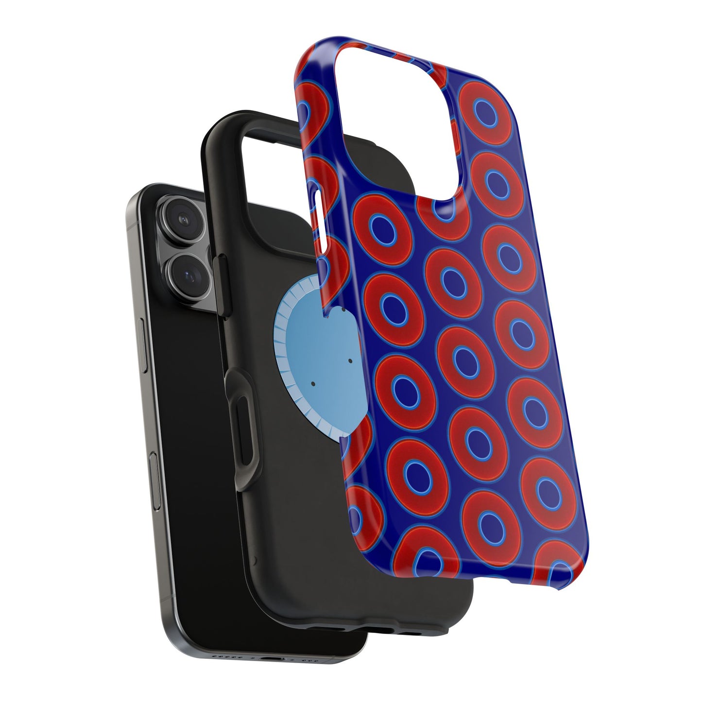 Magnetic Tough Donut Case - red vivid donut print w/vivid navy blue background