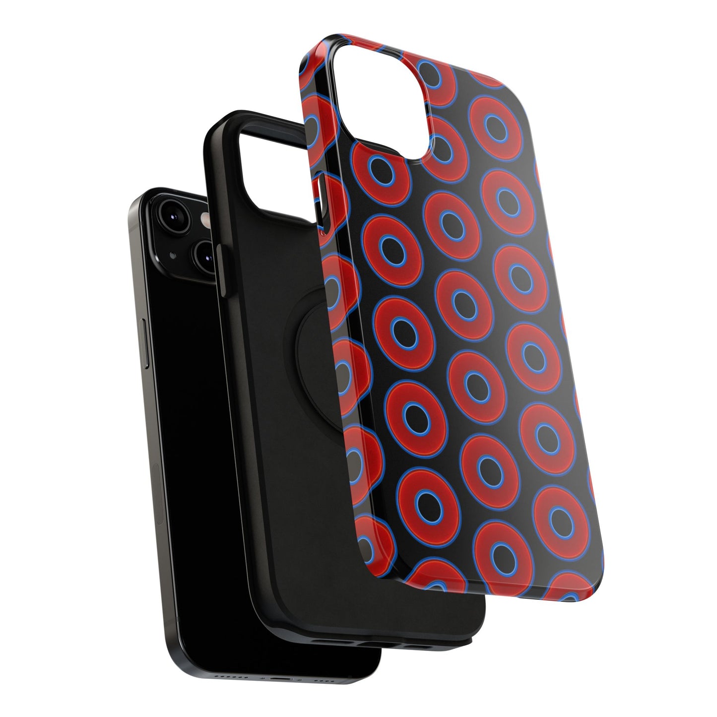 Impact-Resistant Lumpy Donut Case - red vivid donut print w/black background