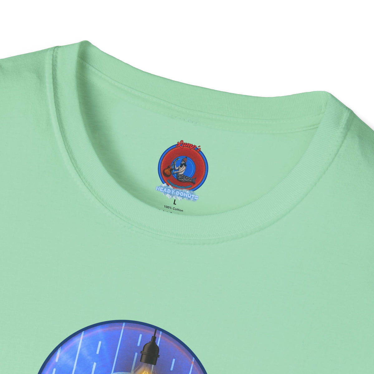 Classic Donut Tee - Unisex Soft-Style - "Harry Left His Donut Shirt" - series 1.0  - variant 4 - purple/blue donut - w/milk & light on