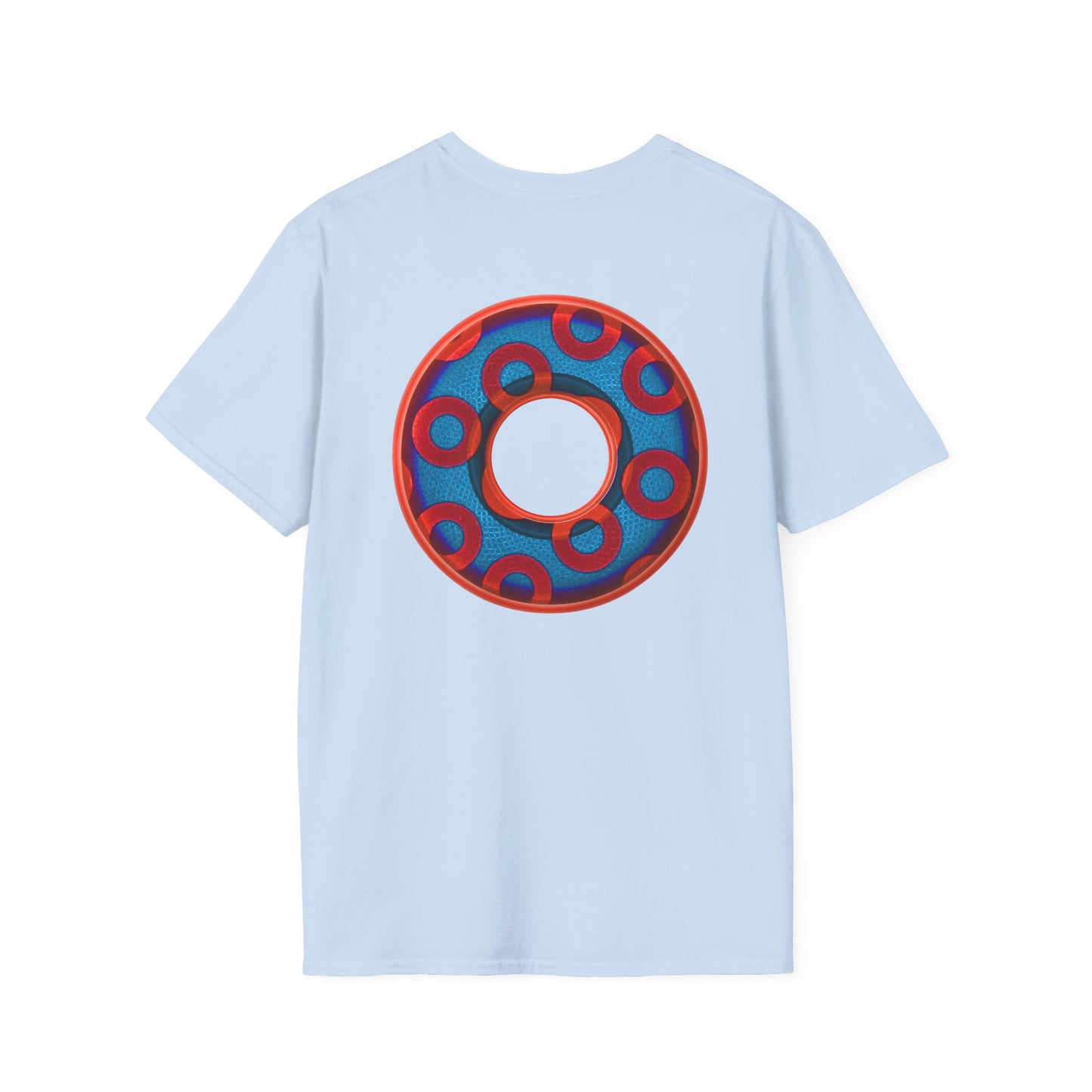 Plain Donuts/Unisex Soft-Style - "Plain Rustic Paradoxical Donuts" - red/light royal blue donuts